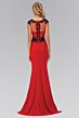 Elizabeth K GL1380 Illusion Back Cap Sleeve Embellished Dress