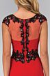 Elizabeth K GL1380 Illusion Back Cap Sleeve Embellished Dress
