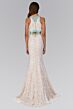 Elizabeth K GL1403 Cutout Waist Jewel Neckline Lace Dress