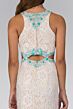 Elizabeth K GL1403 Cutout Waist Jewel Neckline Lace Dress