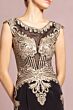 Elizabeth K GL1461 Illusion Cutout Back Embroidered Bodice Dress