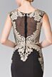 Elizabeth K GL1461 Illusion Cutout Back Embroidered Bodice Dress