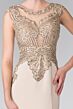 Elizabeth K GL1461 Illusion Cutout Back Embroidered Bodice Dress