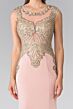 Elizabeth K GL1461 Illusion Cutout Back Embroidered Bodice Dress
