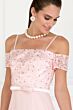 Elizabeth K GL1521 Lace Bodice Cold Shoulder Dress