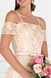 Elizabeth K GL1521 Lace Bodice Cold Shoulder Dress