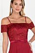 Elizabeth K GL1521 Lace Bodice Cold Shoulder Dress