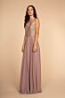 Elizabeth K GL1571 Embroidered Top Lace-Up Maid of Honor Dress