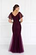 Elizabeth K GL1576 Flutter Sleeves Embroidered V-Neck Dress