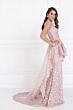 Elizabeth K GL1584 Sheer Bateau Neck Ruffle Peplum Bridal Gown