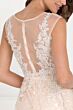 Elizabeth K GL1584 Sheer Bateau Neck Ruffle Peplum Bridal Gown