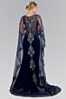 Elizabeth K GL1596 Cape Train V-Neck Embroidered Dress