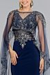 Elizabeth K GL1596 Cape Train V-Neck Embroidered Dress