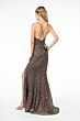 Elizabeth K GL1813 Criss Cross Back High Slit Sequin Dress