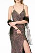 Elizabeth K GL1813 Criss Cross Back High Slit Sequin Dress
