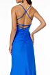 Elizabeth K GL1816 Lace-Up Back High Slit Ruched Dress