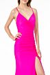 Elizabeth K GL1816 Lace-Up Back High Slit Ruched Dress