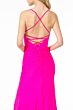 Elizabeth K GL1816 Lace-Up Back High Slit Ruched Dress