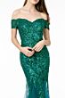 GLS by Gloria GL1823 Godet Skirt Off The Shoulder Glitter Dress