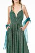 Elizabeth K GL1828 Pleated Top Lace-Up Metallic Dress
