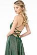Elizabeth K GL1828 Pleated Top Lace-Up Metallic Dress