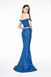 Elizabeth K GL1829 Rhinestone Belt Off The Shoulder Glitter Dress
