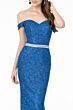 Elizabeth K GL1829 Rhinestone Belt Off The Shoulder Glitter Dress
