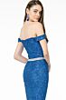 Elizabeth K GL1829 Rhinestone Belt Off The Shoulder Glitter Dress