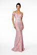 Elizabeth K GL1829 Rhinestone Belt Off The Shoulder Glitter Dress