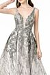 GLS by Gloria GL1835 Plunging Neck Pleated A-Line Lace Dress