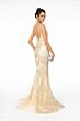 GLS by Gloria GL1842 Godet Skirt Plunging Neck Glitter Dress