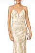 GLS by Gloria GL1842 Godet Skirt Plunging Neck Glitter Dress