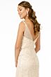 GLS by Gloria GL1842 Godet Skirt Plunging Neck Glitter Dress