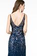 Elizabeth K GL1844 Crossover Skirt Plunging Neck Glitter Dress