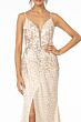 Elizabeth K GL1844 Crossover Skirt Plunging Neck Glitter Dress