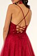 Elizabeth K GL1917 Embroidered Top Lace-Up Glitter Dress