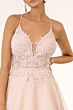 Elizabeth K GL1917 Embroidered Top Lace-Up Glitter Dress