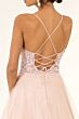 Elizabeth K GL1917 Embroidered Top Lace-Up Glitter Dress