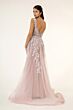 GLS by Gloria GL1920 V-Neck Sheer Overskirt Embroidered Dress