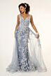 GLS by Gloria GL1920 V-Neck Sheer Overskirt Embroidered Dress