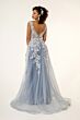 GLS by Gloria GL1920 V-Neck Sheer Overskirt Embroidered Dress