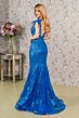 GLS by Gloria GL1983 Feather Skirt Plunging Neck Glitter Dress