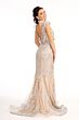 GLS by Gloria GL1983 Feather Skirt Plunging Neck Glitter Dress