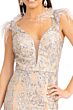 GLS by Gloria GL1983 Feather Skirt Plunging Neck Glitter Dress
