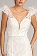 GLS by Gloria GL1983 Feather Skirt Plunging Neck Glitter Dress