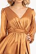 Elizabeth K GL1990 Split Bishop Sleeve Satin A-Line Dress