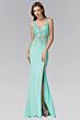 Elizabeth K GL2052 Lace Top Slit Skirt V-Neck Dress