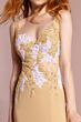 Elizabeth K GL2052 Lace Top Slit Skirt V-Neck Dress