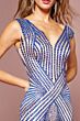 Elizabeth K GL2053 Low Back Beaded Embroidery Dress