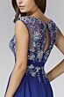 Elizabeth K GL2056 Floral Bodice Bateau Neckline Dress